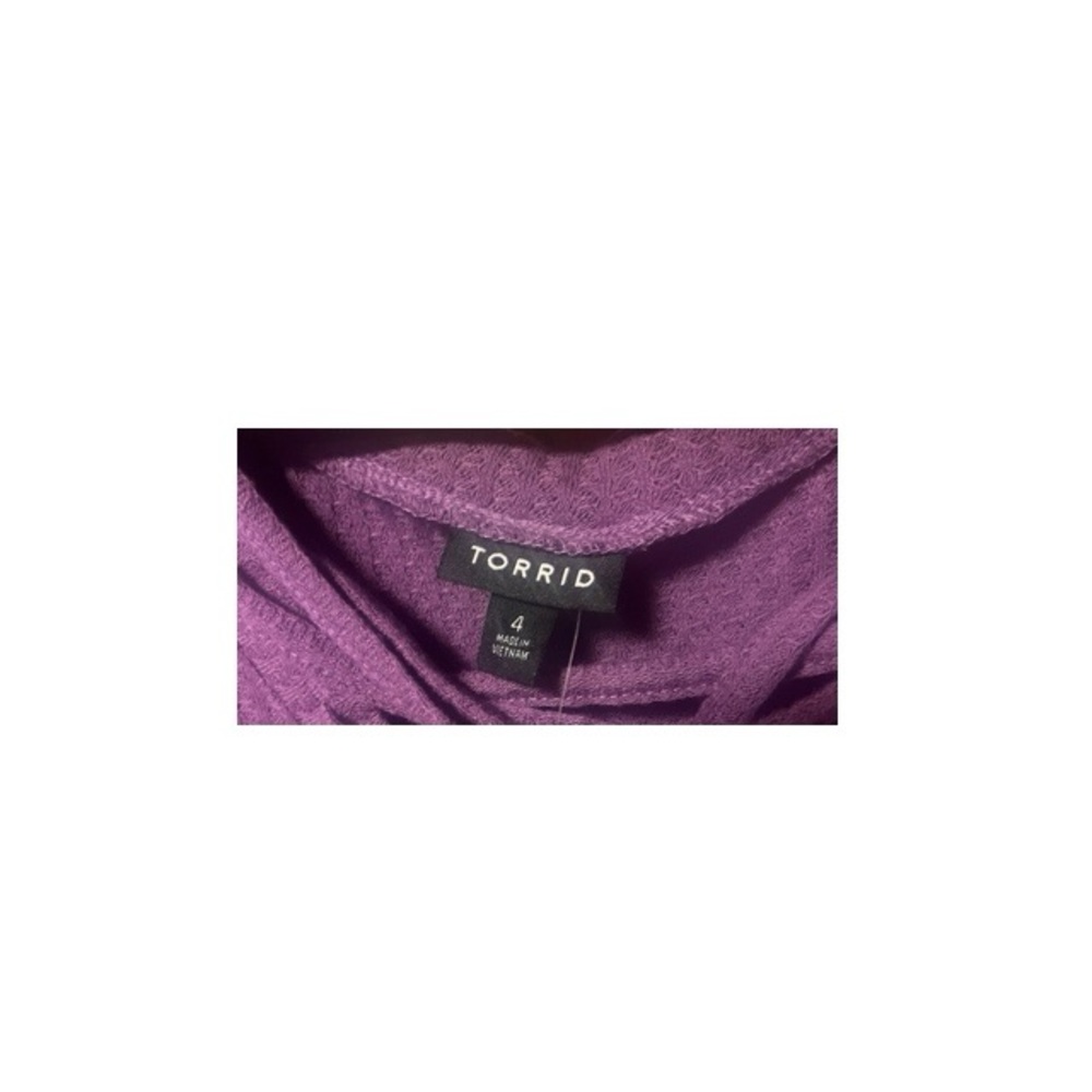 Torrid‎ Waffle Knit Lace Up V Neck Long Sleeve Top In Concord Grape NWT - Picture 5 of 9